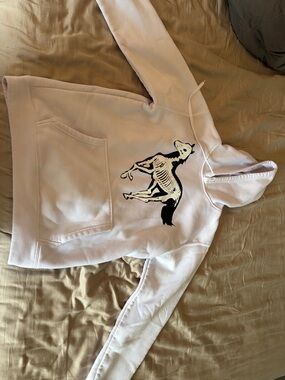 Men's White Hoodie with Skeleton Horse Graphic